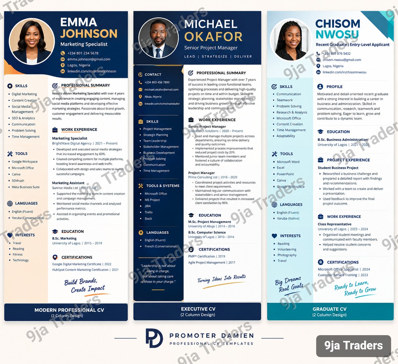 3-in-1 ATS CV Templates Bundle - Get Hired Fast (Editable in Canva)
